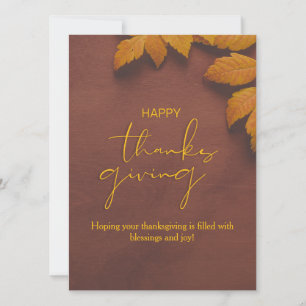 Carte de Thanksgiving Brown et Jaune minimaliste
