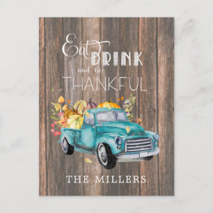 Carte de Thanksgiving Camion de récolte vintage