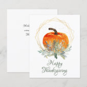 Carte de Thanksgiving Citrouille élégante au budge (Devant / Derrière)
