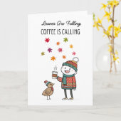 Carte de Thanksgiving cosy avec dinde et café (Fleur jaune)