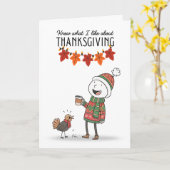 Carte de Thanksgiving Doodle avec café & dinde (Fleur jaune)