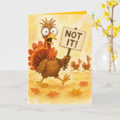 Carte de Thanksgiving drôle – Dinde en difficulté (Fleur jaune)