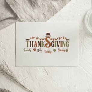 Carte de Thanksgiving Family Love Turkey Giving