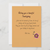 Carte de Thanksgiving florale à la citrouille pour (Dos)