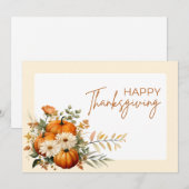 Carte de Thanksgiving florale illustrative aquarel (Devant / Derrière)