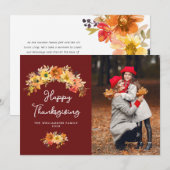 Carte de Thanksgiving florale rustique d'automne (Devant / Derrière)