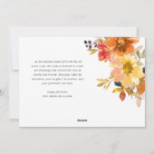 Carte de Thanksgiving florale rustique d'automne (Dos)