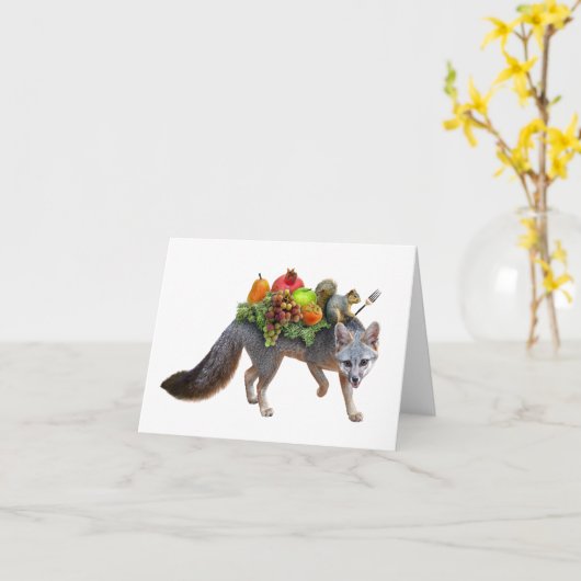 Carte de Thanksgiving Fox and Squirrel (Fleur jaune)