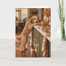 Carte de Thanksgiving Goldendoodle dinde