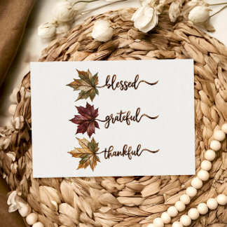 Carte de Thanksgiving Grateful Thankful Blessed