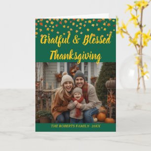 Carte de Thanksgiving pliée avec lettrage personna