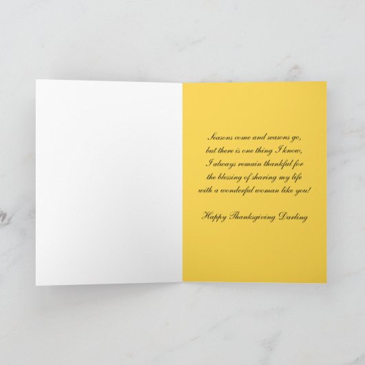 Carte de thanksgiving pour l'épouse (Intérieur)