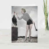 Carte de Thanksgiving Rétro pour la dinde (Devant)