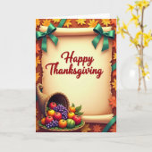 Carte de Thanksgiving rubanée (Fleur jaune)