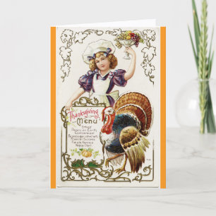 Carte de Thanksgiving vintage avec dinde