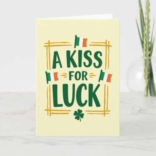 Carte de thème irlandais «Baiser de chance» (Devant)