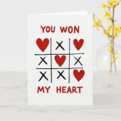 Carte de Tic Tac Toe Romantique Rouge (Fleur jaune)