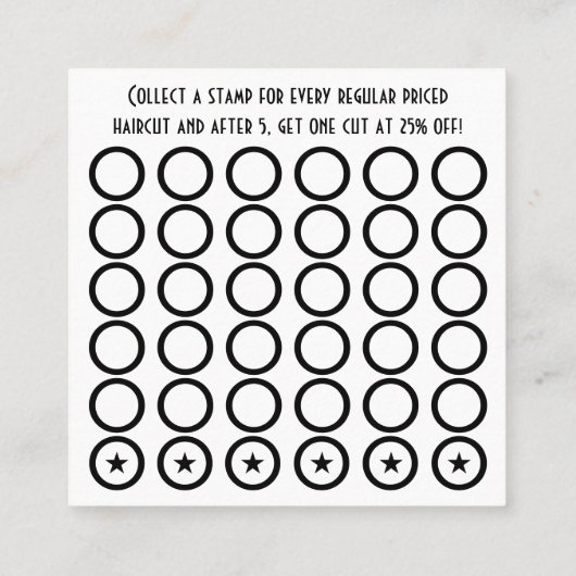 carte de timbre de ciseaux de coiffeur (Dos)