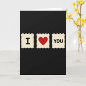 Carte de timbre « Je t'aime » (Fleur jaune)