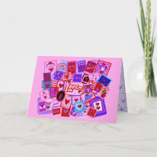 Carte de timbres-poste de courrier d'amour de la S