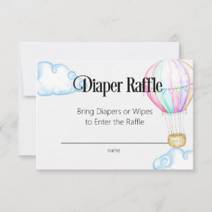 Carte de tirage au sort de couche rose montgolfièr