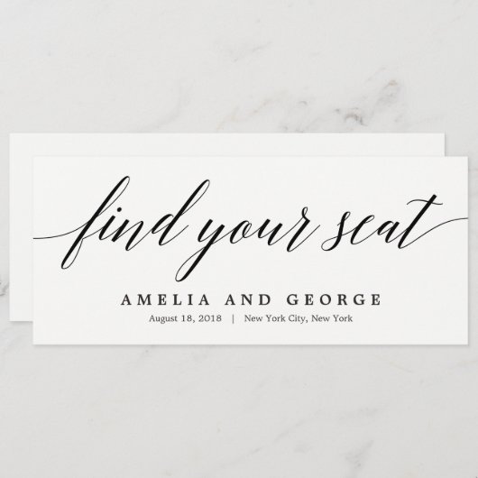 Carte de titre de plan de table - Écriture moderne (Devant / Derrière)