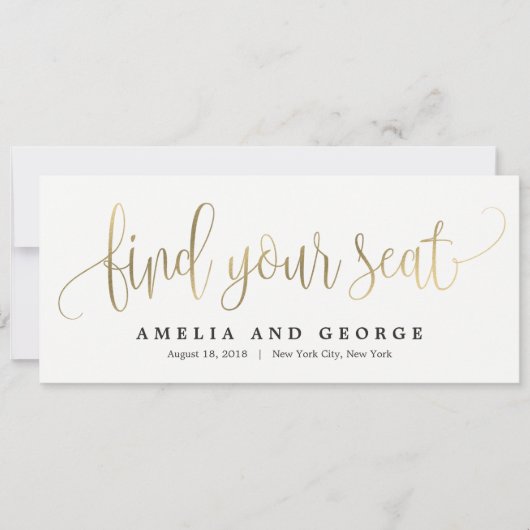 Carte de titre du plan de siège - Jolie calligraph (Devant)