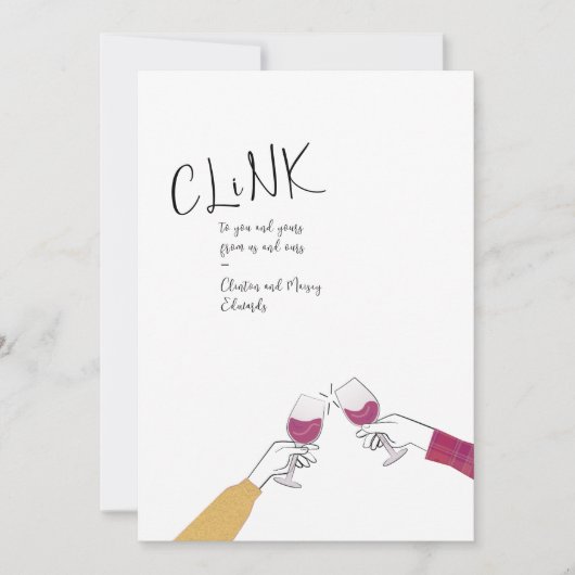 Carte de toast de vacances - "Clink" Vins en verre (Devant)