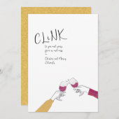 Carte de toast de vacances - "Clink" Vins en verre (Devant / Derrière)