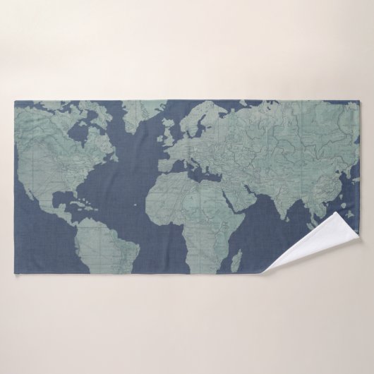 Carte de toile bleue du monde (Serviette de bain)