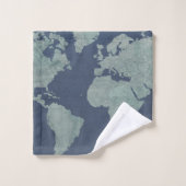 Carte de toile bleue du monde (Gant de toilette)