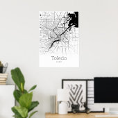 Carte de Tolède - Ohio - Poster de la carte de la (Bureau à domicile)