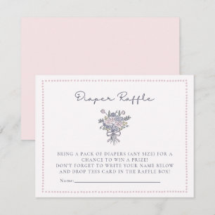 Carte de tombola à cadre pointillé fleurs à la mai