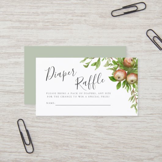 carte de tombola de couches de pommes d'aquarelle (Devant/Arrière en situation)