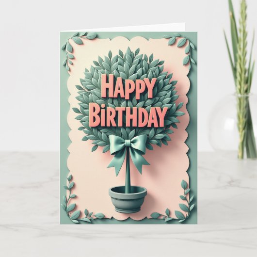 Carte de topiaire d'anniversaire douce (Devant)