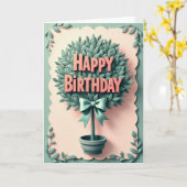 Carte de topiaire d'anniversaire douce (Fleur jaune)