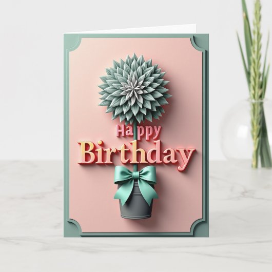 Carte de topiaire d'anniversaire pastel (Devant)