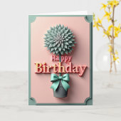 Carte de topiaire d'anniversaire pastel (Fleur jaune)