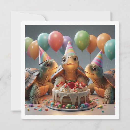 Carte de tortue, anniversaire de tortue, tortue (Devant)