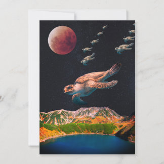 Carte de Tortues Surréalistes Volant dans l'Espace