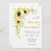 Carte de tournesol d'aquarelle (Devant / Derrière)