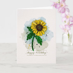 Carte de tournesol Sketchy Doody Birthday Watercol