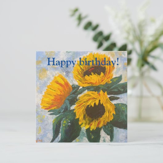 Carte de tournesol Ukraine pour anniversaire (Debout devant)