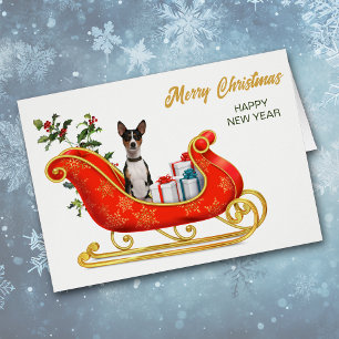 Carte de traîneau de Noël de chien Basenji