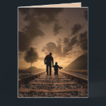 CARTE DE TRAINS DE PÈRE ET SON BIRTHDAY SUNSET<br><div class="desc">BONNE CARTE DE TRACKS D'ANNIVERSAIRE</div>