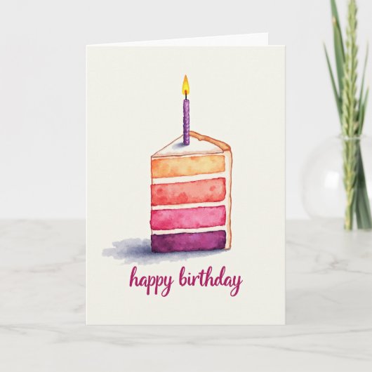 Carte de tranche de gâteau à l'aquarelle (Devant)