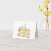 Carte de tranche de gâteau d'anniversaire (vide à  (Fleur jaune)