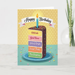 Carte de tranche de gâteau de célébration