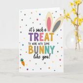 Carte de travailleur de Pâques lapin (Fleur jaune)