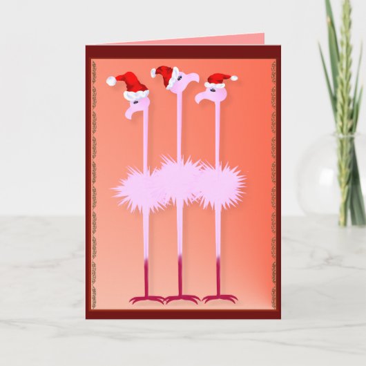 Carte de trois Flamants roses de Noël (Devant)
